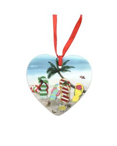 BCH194 Ceramic Flip Flop Heart Orn