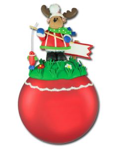 CL165: FISHING MOOSE W/ SIGN GLASS BALL