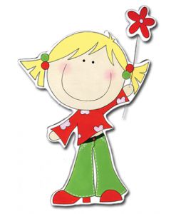 JK104: GIRL IN PANTS W/ FLOWER