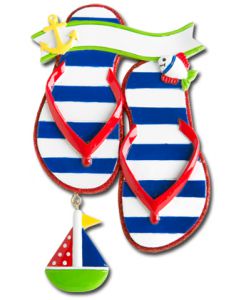 KK429B: NAUTICAL FLIP FLOP -  BOAT 