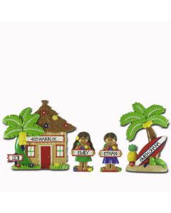 LR115 (2) + LR215G + LR215B: Hut, Palm Tree, Girl & Boy Set