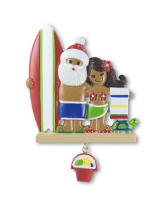 NT215: Tropical Santa & Girl w/ Surfboard