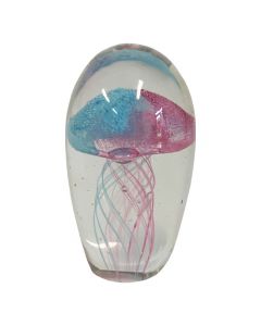 BOW147 JELLYFISH GLS PAPERWT BLU/PINK