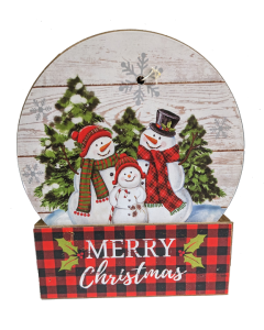 HAN101 PLAID SSM SNOW GLOBE BLOCK w/LIGHTS