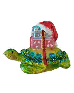 HZZ110: Glass Turtle w/ Gifts on Back