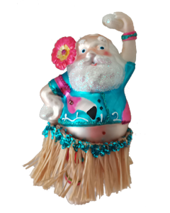 HZZ111: Glass Hula Santa