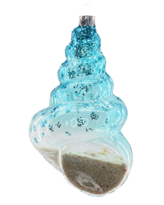 HZZ116: Blue Glass Conch with Sand