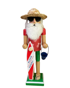 BOW104R Santa Surfboard Nutcracker (Aloha/Hawaii)