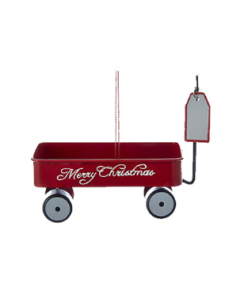 KSA318 4" METAL MERRY XMAS" WAGON ORN