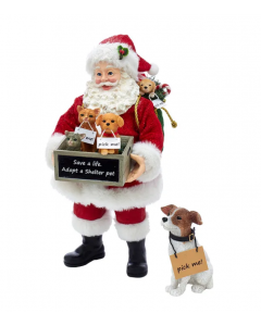 KSA321 10.5" ADOPT A PET SANTA+DOG (2PC) (*SHIPPING & HANDLING INCLUDED*)