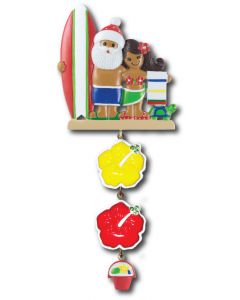 NT215 + LR217: Tropical Santa & Girl w/ Surfboard + (2) Hibiscus Flowers