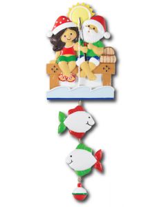 NT233 + LR007 (2): Fishing Couple (Santa w/Green Shirt) + 2 Fishes