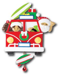 NT259+LR006:  VW Van Santa & Mrs. Claus + (1) Linking Surfbrd 