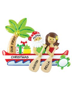 NT302:  Santa & Girl Canoe Paddlers