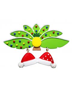 NT332:  Palm Leaves Santa Hats Couple