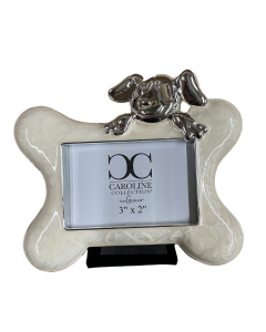 ROM218 4" WHITE DOG w/BONE FRAME